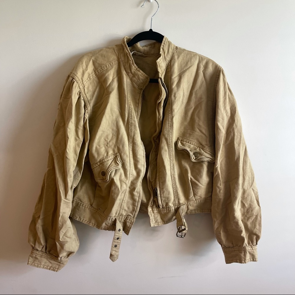 Free People tan racing jacket
